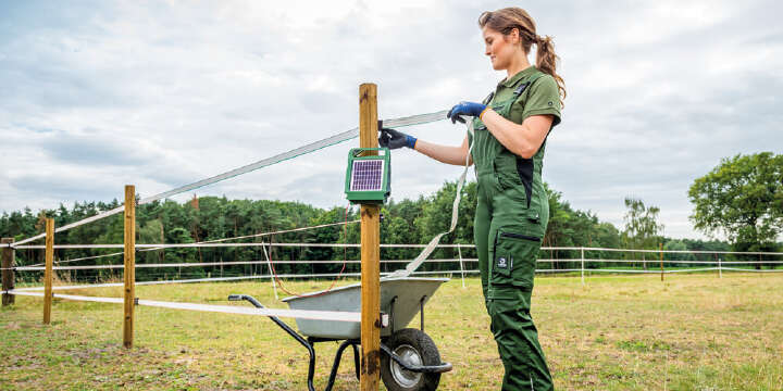 frau steht auf weide errichtet weidezaun weidezaunrechner 1000x500 (1)